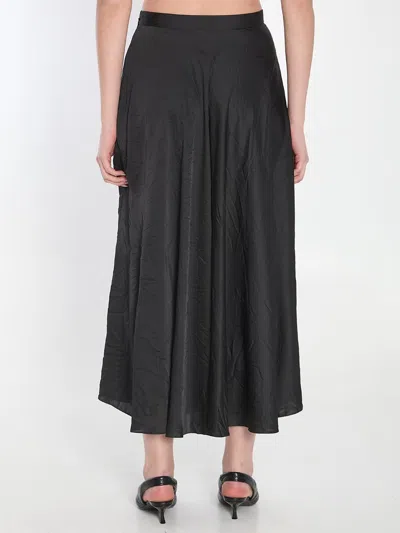 Balenciaga Hybrid Pleated Wool-ramie Midi Skirt In Black