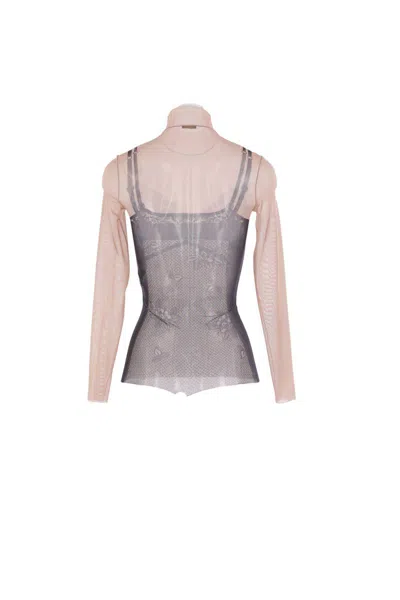 Balenciaga Black And Light Beige Trompe Loeil Lingerie Top In Multi