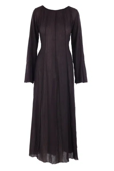 Maria Calderara Pleated Long-sleeve Dress In Black