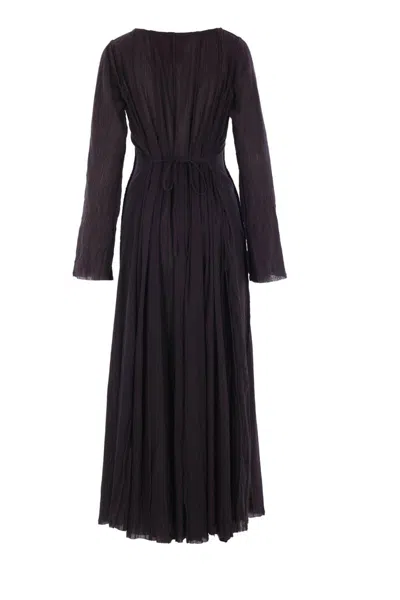 Maria Calderara Pleated Long-sleeve Dress In Black