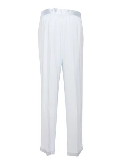 Forte Forte Baggy Satin Trousers With Wide Waistband In White
