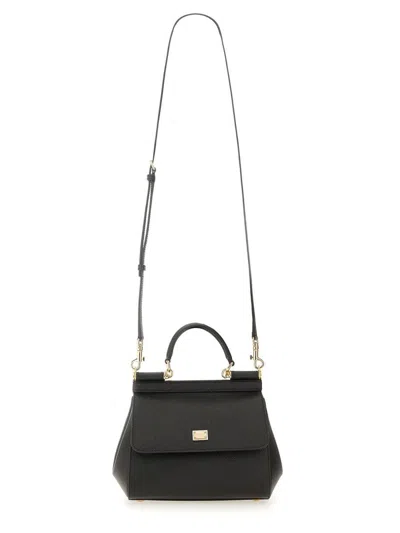 Dolce & Gabbana Black Structured Black Shoulder Bag In Black