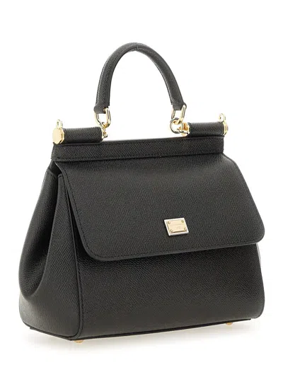 Dolce & Gabbana Black Structured Black Shoulder Bag In Black