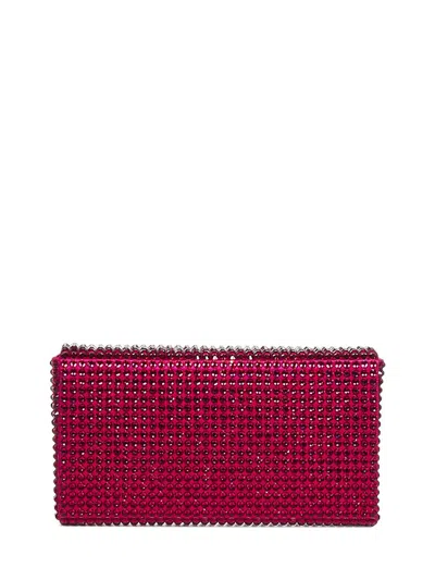 Amina Muaddi Super Amini Paloma Ruby Clutch In Pink
