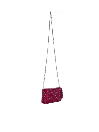 Amina Muaddi Super Amini Paloma Ruby Clutch In Pink