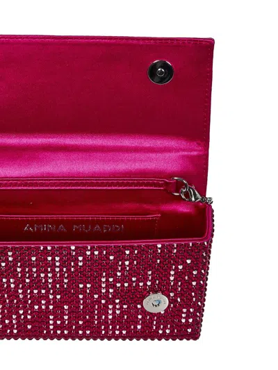 Amina Muaddi Super Amini Paloma Ruby Clutch In Pink