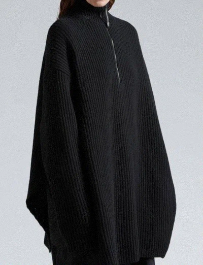 Balenciaga Half Zip High Neck Poncho In Black