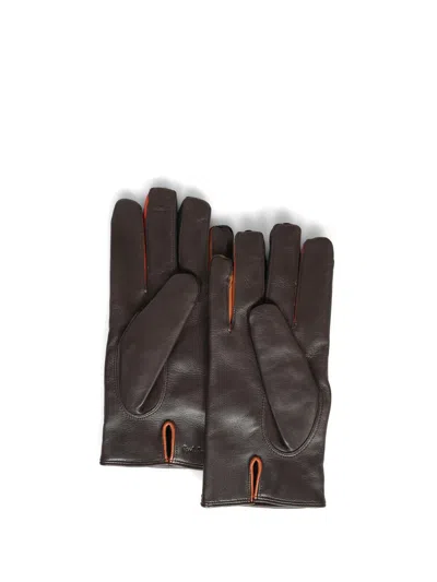 Paul Smith Leather Gloves In Burgundy
