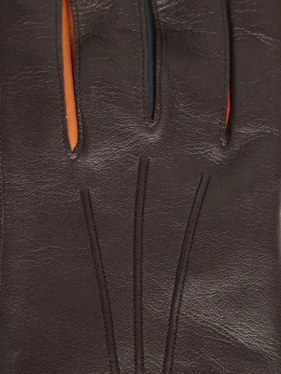 Paul Smith Leather Gloves In Burgundy