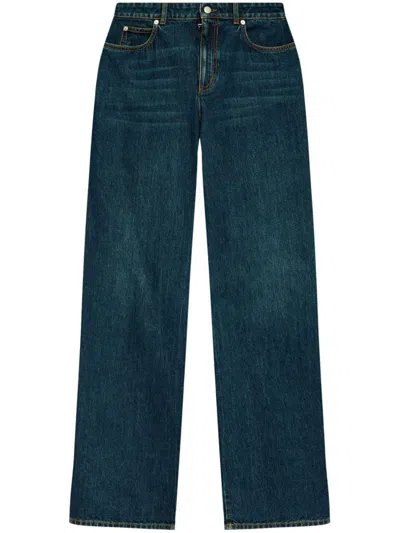 Alexander Mcqueen Indigo Wide-leg Denim Jeans In Blue