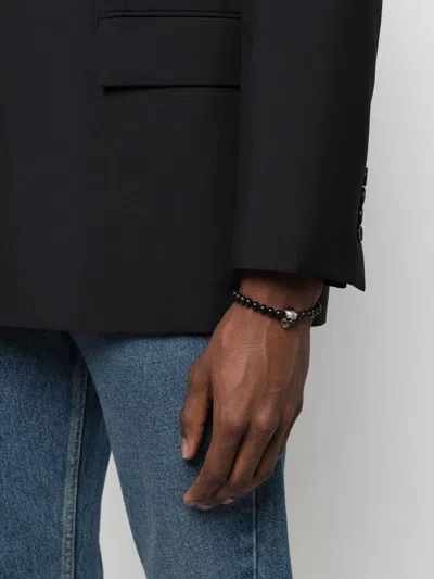Alexander Mcqueen Skull Beaded Elastic Bracelet In Black