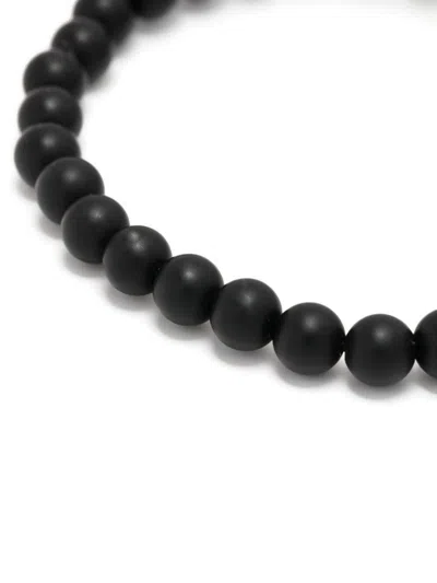 Alexander Mcqueen Skull Beaded Elastic Bracelet In Black