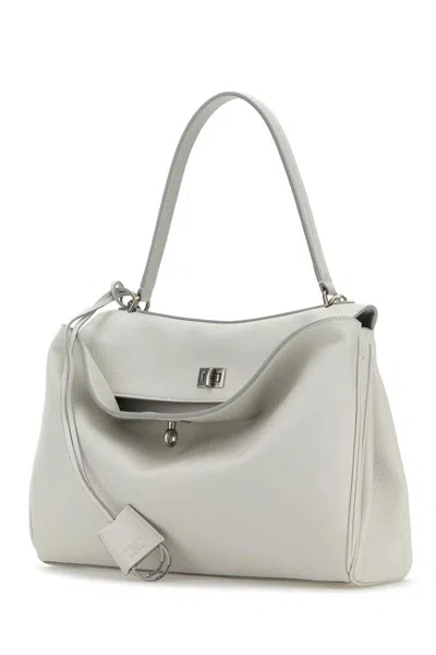 Balenciaga Medium Leather Rodeo Handbag Hardware Shape Handle In White