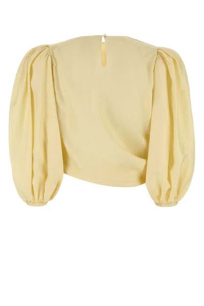 Chloé Draped Top With Keyhole Back And Puffed Sleeves In Yellow
