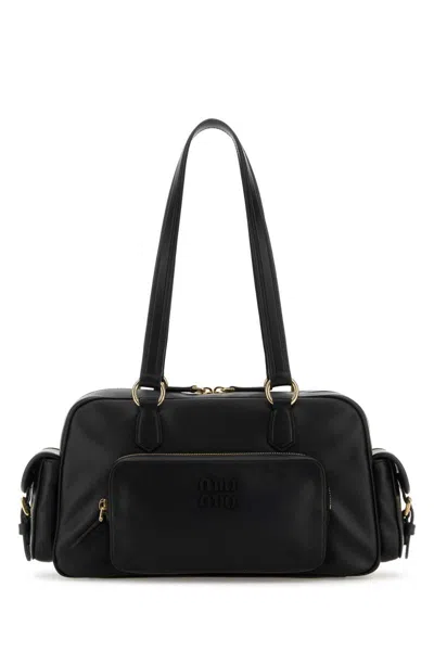 Miu Miu Leather Shoulder Bag Double Handles In Black