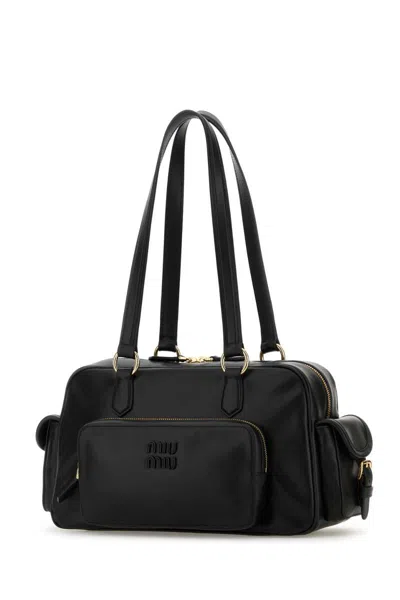 Miu Miu Leather Shoulder Bag Double Handles In Black