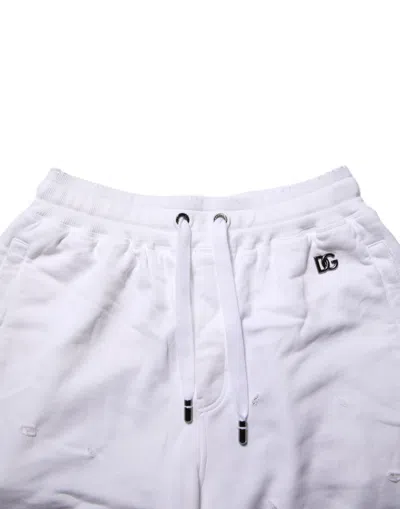 Pre-owned Dolce & Gabbana White Ripped Mid Waist Casual Bermuda Men's Short ()
