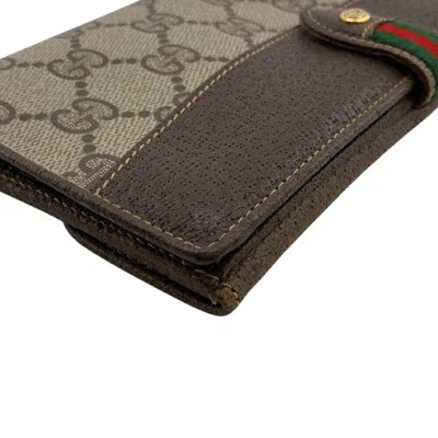 Pre-owned Gucci Beige Brown Pvc Long Wallet (bi-fold) () In Multi