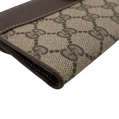 Pre-owned Gucci Beige Brown Pvc Long Wallet (bi-fold) () In Multi