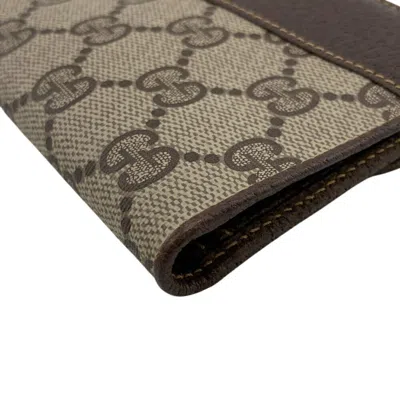Pre-owned Gucci Beige Brown Pvc Long Wallet (bi-fold) () In Multi