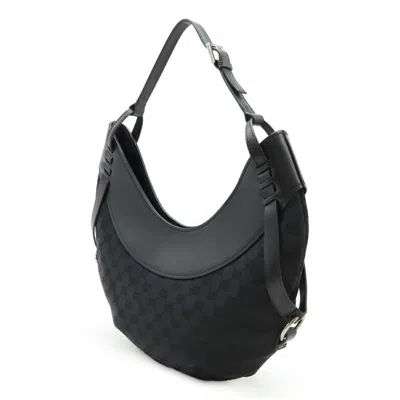 Pre-owned Gucci Black Canvas Leather Shoulder Bag ()