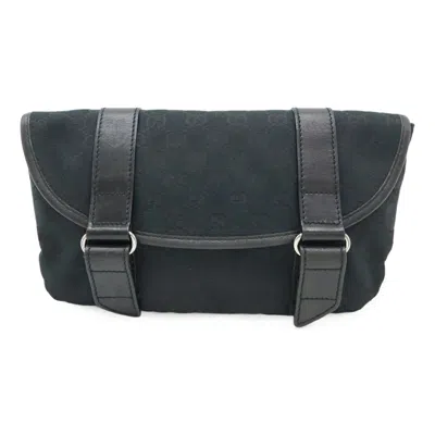 Pre-owned Gucci Black Gg Canvas Leather Pouch Sling Bag ()