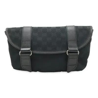 Pre-owned Gucci Black Gg Canvas Leather Pouch Sling Bag ()