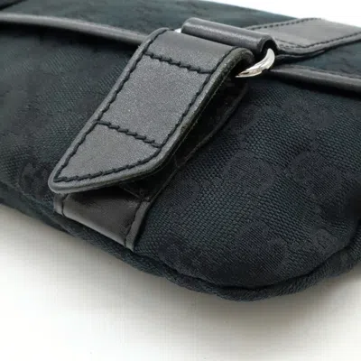 Pre-owned Gucci Black Gg Canvas Leather Pouch Sling Bag ()