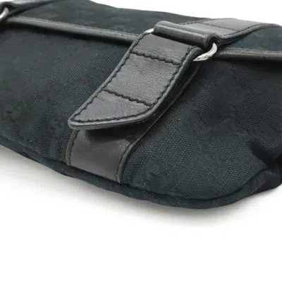 Pre-owned Gucci Black Gg Canvas Leather Pouch Sling Bag ()