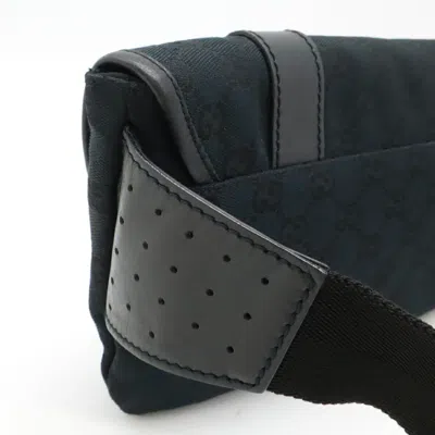 Pre-owned Gucci Black Gg Canvas Leather Pouch Sling Bag ()