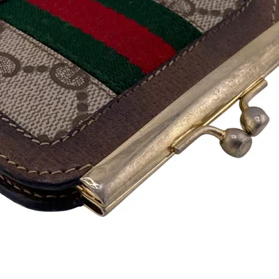 Pre-owned Gucci Brown Canvas Leather Coin Purse/coin Case ()