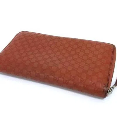 Pre-owned Gucci Brown Leather Long Wallet (bi-fold) ()