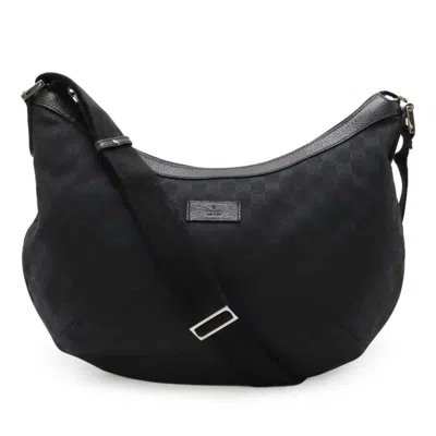 Pre-owned Gucci Gg Canvas Black Gg Canvas Leather Shoulder Bag ()