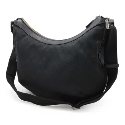 Pre-owned Gucci Gg Canvas Black Gg Canvas Leather Shoulder Bag ()