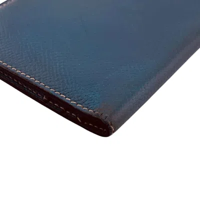 Pre-owned Hermes Bearn Blue Leather Long Wallet (bi-fold) ()