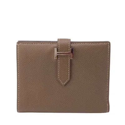 Pre-owned Hermes Beige Etoupe Gray Wallet (bi-fold) ()