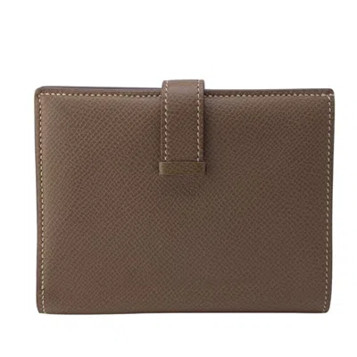 Pre-owned Hermes Beige Etoupe Gray Wallet (bi-fold) ()