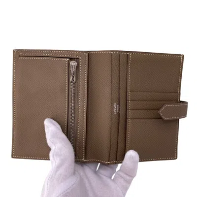 Pre-owned Hermes Beige Etoupe Gray Wallet (bi-fold) ()