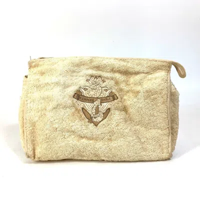 Pre-owned Hermes Beige Pile Fabric Clutch Bag Pouch ()