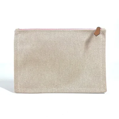 Pre-owned Hermes Beige Pink Canvas Clutch Bag ()