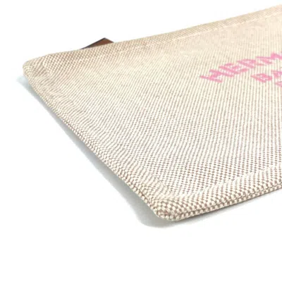 Pre-owned Hermes Beige Pink Canvas Clutch Bag ()