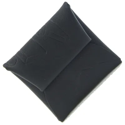 Pre-owned Hermes Black Barenia Leather Coin Purse/coin Case ()