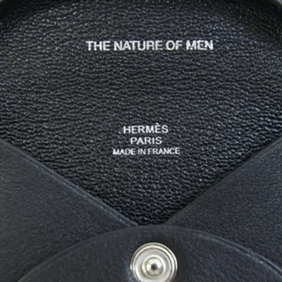Pre-owned Hermes Black Barenia Leather Coin Purse/coin Case ()