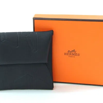 Pre-owned Hermes Black Barenia Leather Coin Purse/coin Case ()