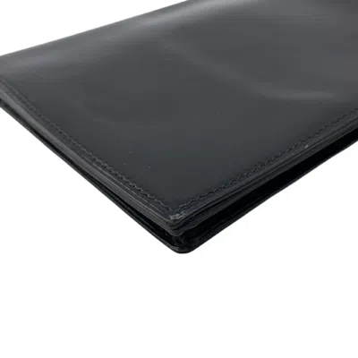 Pre-owned Hermes Black Box Calf Leather Long Wallet (bi-fold) ()