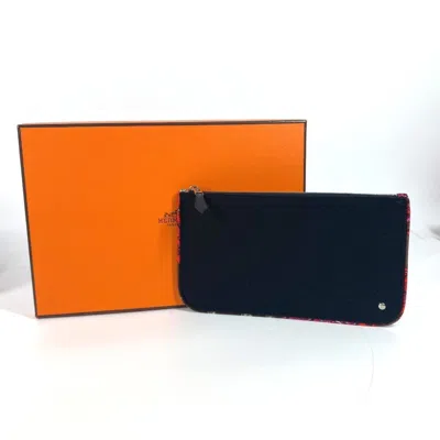 Pre-owned Hermes Black Felt Silk Clutch Bag Pouch ()