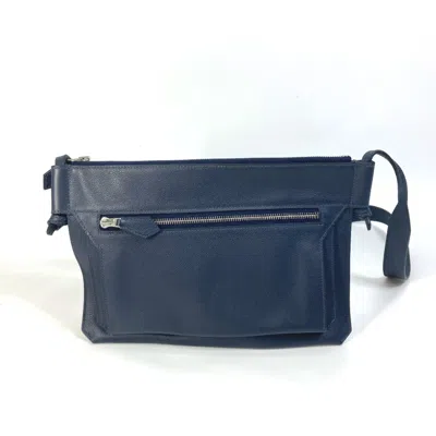 Pre-owned Hermes Blue Nuit Navy Leather Shoulder Bag ()