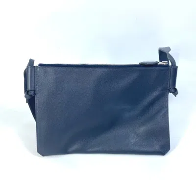 Pre-owned Hermes Blue Nuit Navy Leather Shoulder Bag ()