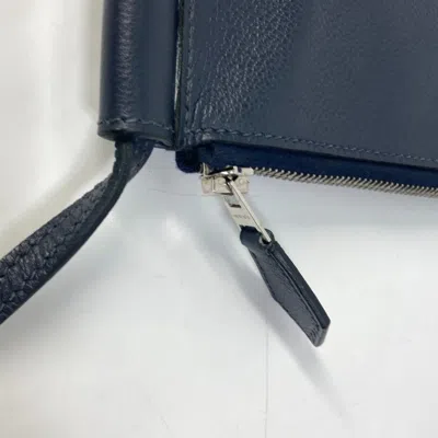 Pre-owned Hermes Blue Nuit Navy Leather Shoulder Bag ()