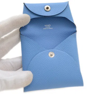 Pre-owned Hermes Blue Paradise Epsom Leather Coin Purse/coin Case ()